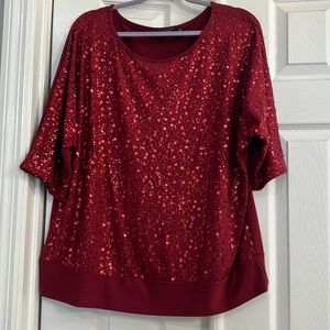 Elementz Red Sequin Blouse 2x